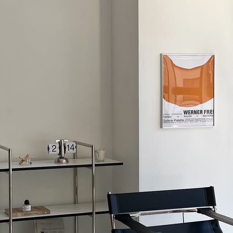 poster-03089　Orange Paint Silver Frame Art Poster 50×40