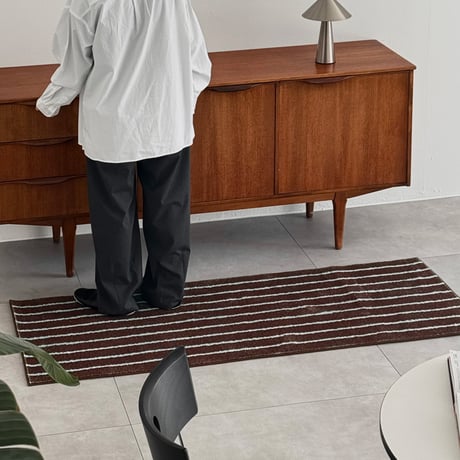 rug-03096　Brown × Blue Chalk Stripe Rug 40×120cm / 60×160cm