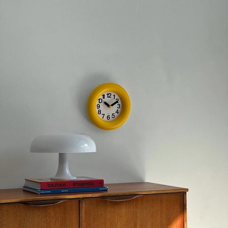 clock-03074　Yellow Round Chavi Frame Wall Clock