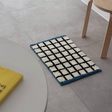 mat-03105　Blue Line Graphcheck Rug 40x60cm