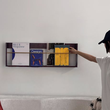 wallrack-03058　Natural Wood Wall Magazine Shelf W90cm