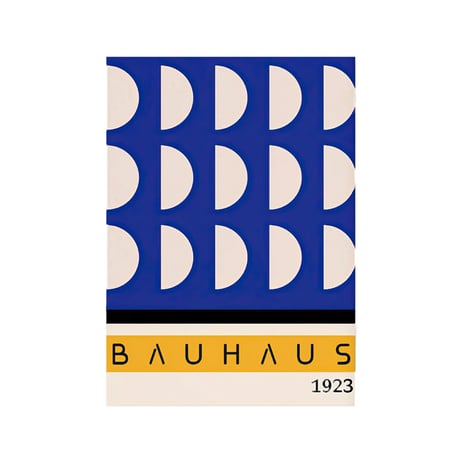 poster-03153　BAUHAUS Geometric Abstracts Blue and Yellow Art Poster 70×50cm