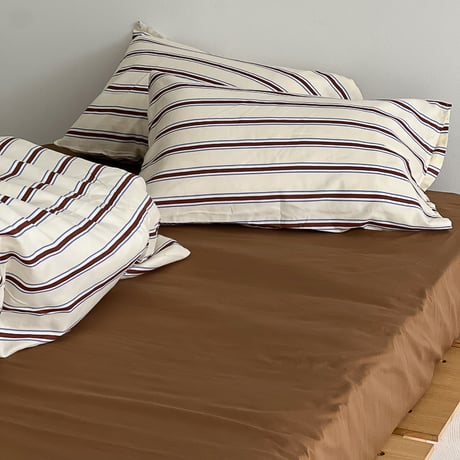 beddingsets-03011　Cream×Brown Thick and Thin Stripe Bedding Sets