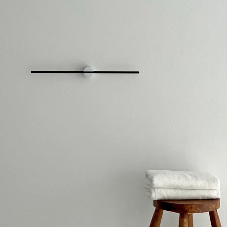 wall-03089　Black Bar×White Post Slide Towel Hanger 40cm/50cm