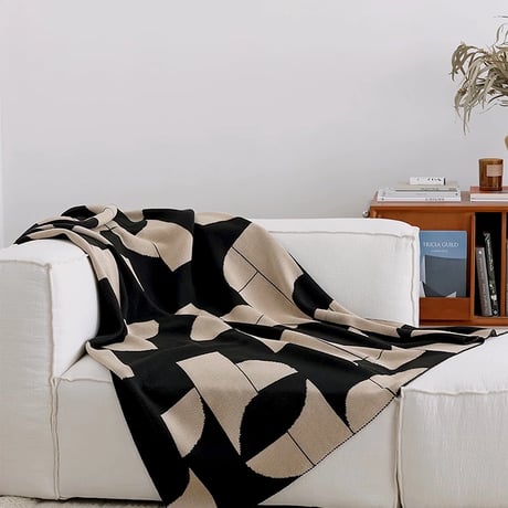 blanket-03053　Geometric Pattern Knit Blanket 130×180