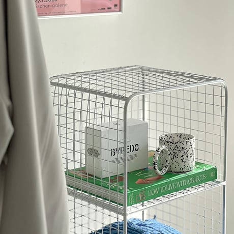 rack-03037　Silver Steel Mesh 3 Tier Rack with Stand