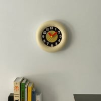 clock-03075　Cream Round Chubby Frame Wall Clock