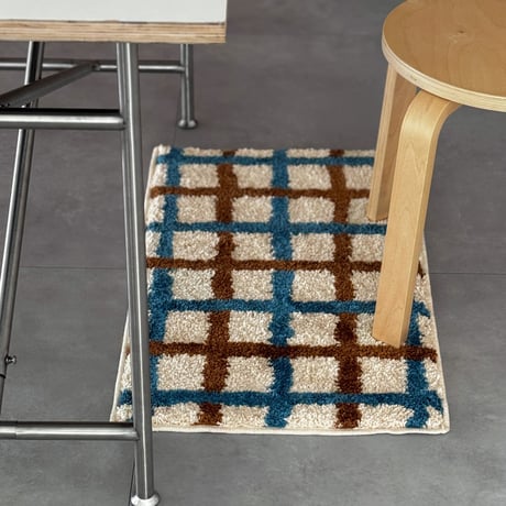 mat-03102　Blue×Brown Graphcheck Rug 50cm×80cm