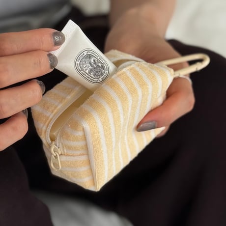 pouch-03006　Mini Pile Pouch with Carabiner and Stripes