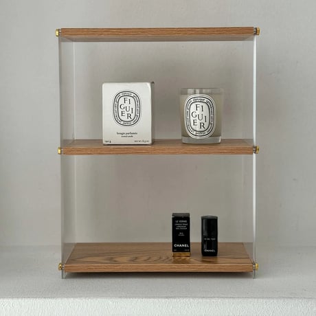 rack-03046　Clear×Wood 3Tier Display Rack