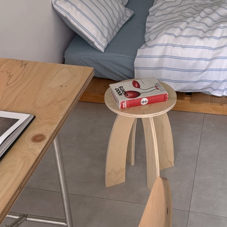 stool-03062　Natural Wood Curve Leg Stool