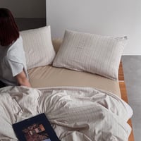 beddingsets-03165　Ecru Stripe×Sand beige Striped Bedding Set
