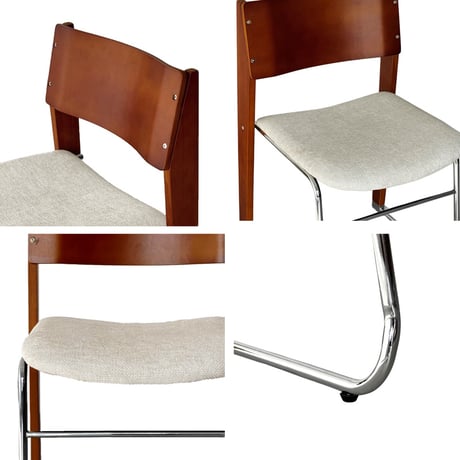 chair-03107　Natural Wood × Stainless Steel Stacking Chair