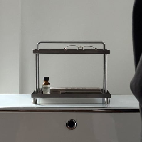 rack-03113　Stainless Steel Hairline Finish 2 Tier Display Rack