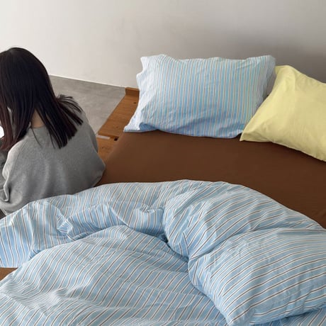 beddingsets-03125　Blue×Brown Stripe Bedding Sets