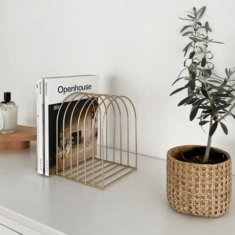 magazinerack-03010　Arch Iron Bookstand Magazine Rack Gold