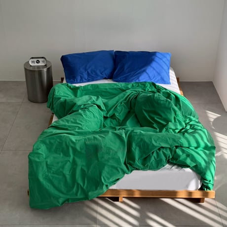 beddingsets-03027　Blue Pillow×Green Cover Plain Bedding Sets