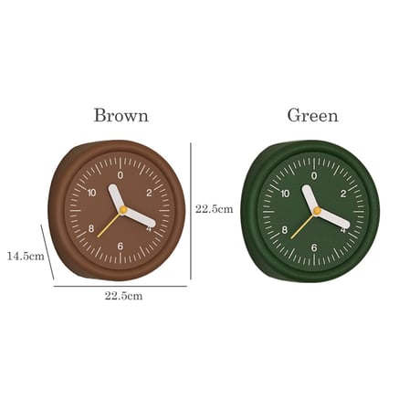 clock-03117　Brown / Green Wall Clock For Corners only Silent