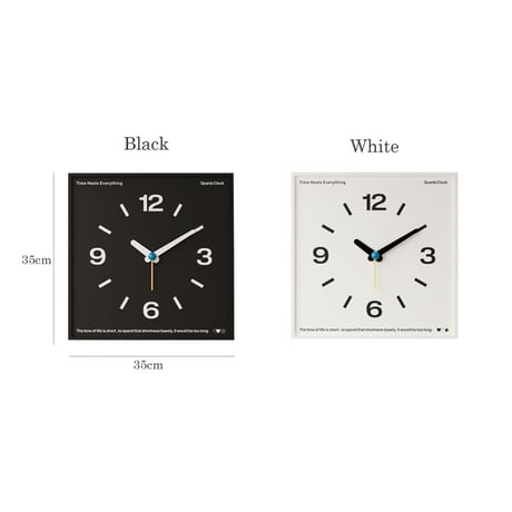 clock-03116　Black / White Color Panel Square Wall Clock Silent