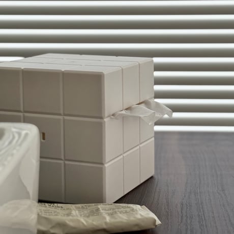 tissuebox-03088　White Tile Pattern Tissue Case