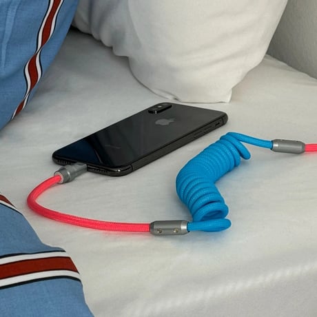 iphone-03027　Bicolor USB Coil Cable Charging Cord Lightning Type-C