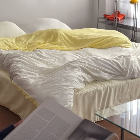 beddingsets-03155　Yellow Pencil Stripe Reversible Duvet Cover Set 【Selectable Color Sheets】