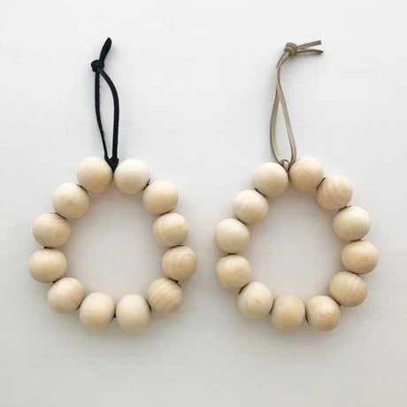 potstand-03200　Wood Beads Genuine Leather Pot Holder Pot Coaster