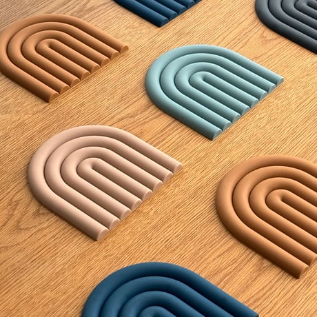 potstand-03037　Rainbow Silicone Trivets/Set of 2