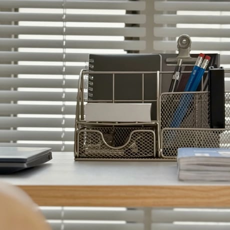 stationery-03024　Silver Steel Desk Organizer
