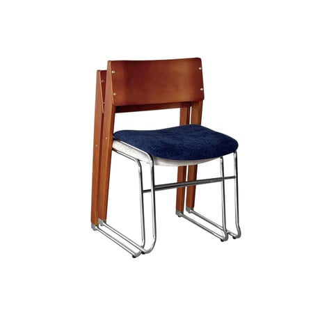 chair-03107　Natural Wood × Stainless Steel Stacking Chair