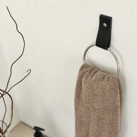 interior-03106　Leather×Metal Ring Towel Hanger