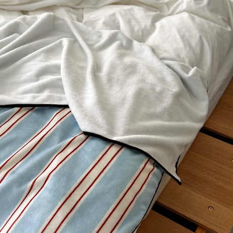 blanket-03057　Blue×Red×White Stripe  Blanket 130×180