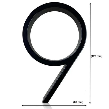 sign-03004　12.5cm Black Studded Raised House Numbers