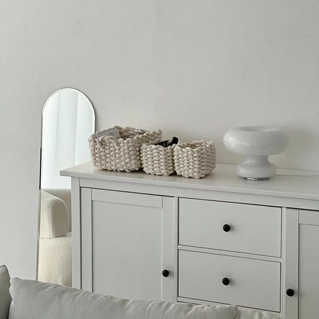 box-03023　Off-White Rope Braided Baskets/Set of 3