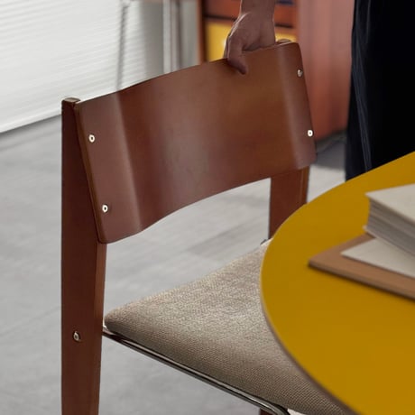 chair-03107　Natural Wood × Stainless Steel Stacking Chair