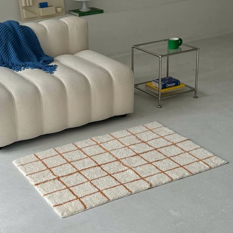rug-03080　Orange Graph Check Rug 80×120
