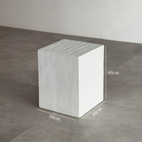 table-03216　White Block Design Side Table Stool