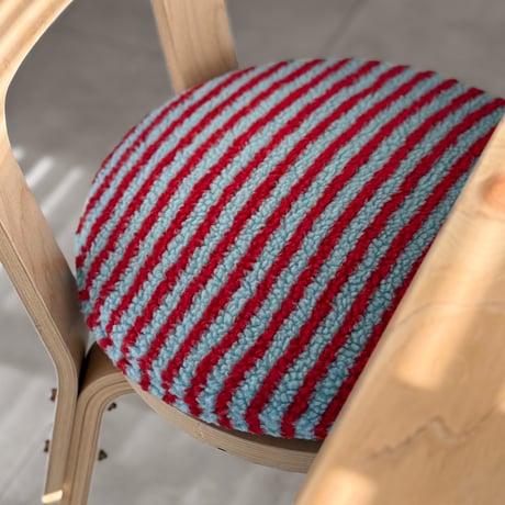 chairpad-03004　Blue × Red Striped Boa Chair Pad 40cm×40cm