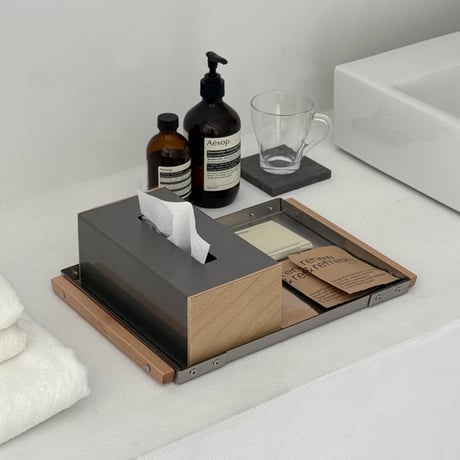 h-03010　STEN Series Stainless×Wood Tissue Case Tray
