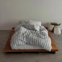 beddingsets-03109　Blue Reversible Stripe Duvet Cover Set