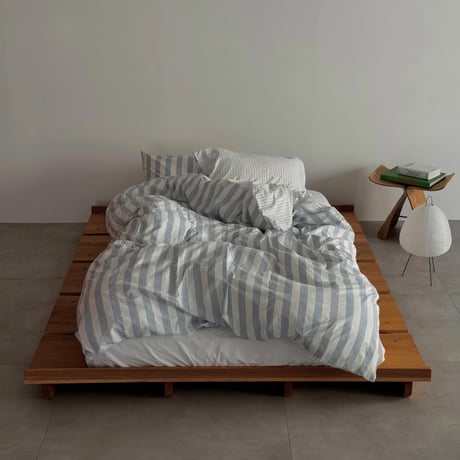 beddingsets-03109　Blue Reversible Stripe Duvet Cover Set