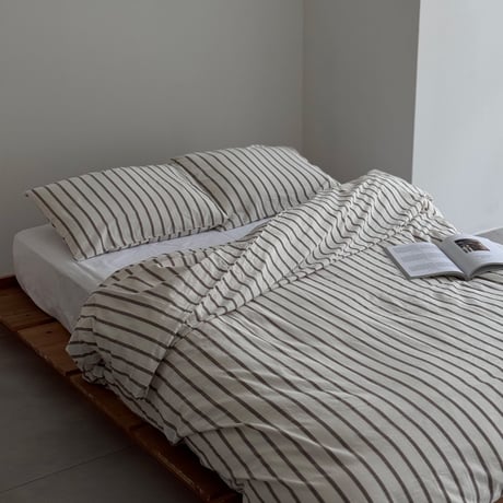 beddingsets-03091　Ecru×Mocha Stripe Bedding Sets