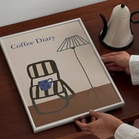 poster-03179　Coffee Diary Cafe Poster with Silver Frame 30×40cm