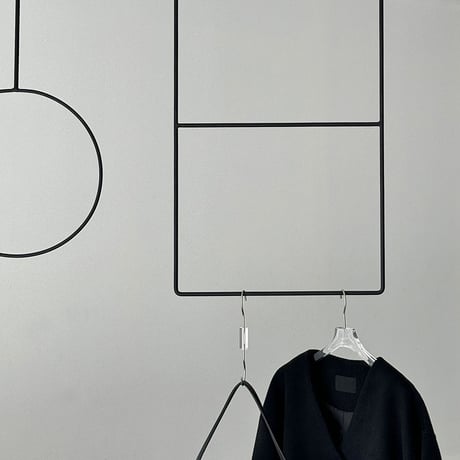 rack-03033　Black Iron Square Round Hanging Clothes Rack
