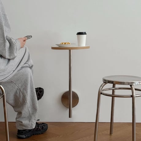 table-03184　L-Shaped Wall Mounted Stainless Steel Stand Mini Table