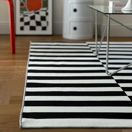 rug-03067　White And Black Striped Rug 140×200/160×230