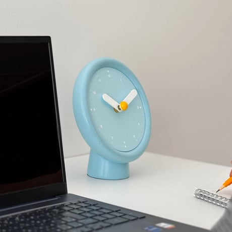 clock-03097　Blue Round Table Clock With Stand
