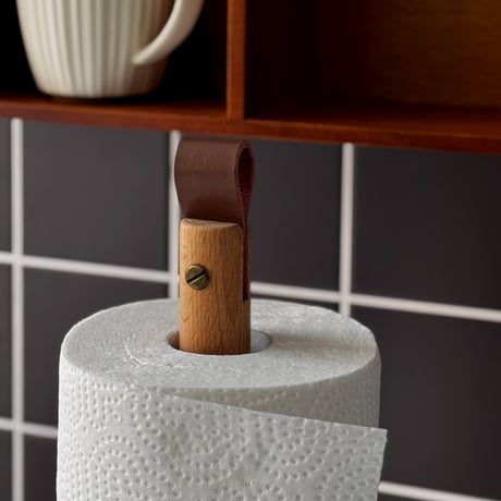 kitchen-03034　Natural Wood×Vegan Leather Kitchen Paper Holder