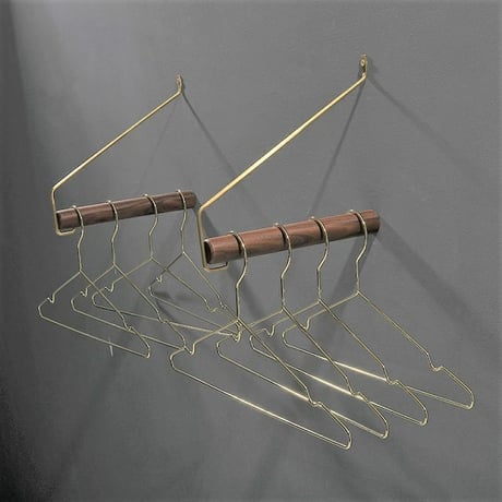 wallrack-03021　BrassxWood Hanger Rack Storage Wall-Mounted