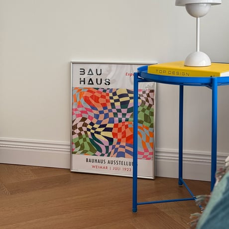 poster-03093　BAUHAUS Checkered Pattern Silver Frame Art Poster 50×40